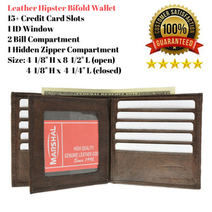 Mens Wallet with 15 Credit Card Slots Genuine Leather 501-menswallet