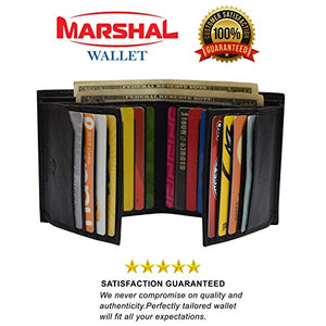 RFID Genuine Nappa Cow leather Dual Credit Card ID Flap Bifold Mens Wallet Passcase-menswallet