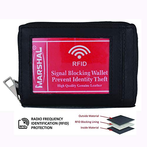 Marshal Leather RFID Identity Safe Double Zippered Accordion Wallet-menswallet