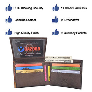Cazoro RFID Blocking Bifold Wallet Passcase Genuine Leather and Flip Up ID Mens Wallets-menswallet