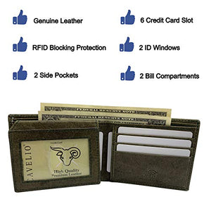 Wallet for Men RFID Blocking Leather Bifold Double ID Flap Wallet USA Series Gift Box-menswallet