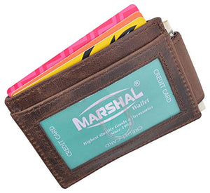Money Clip Slim Vintage Leather Wallet For Men Front Pocket RFID Blocking Card Holder With Rare Earth Magnets-menswallet