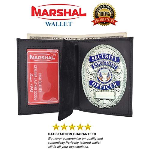 Bifold Full Grain Leather Police Shield Badge Wallet With 
