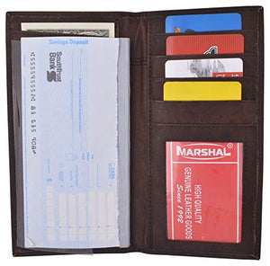 Slim Leather Checkbook Cover with Credit Card Slots and Pen Holder-menswallet