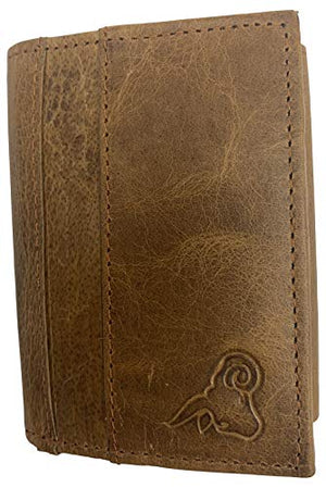 RFID Genuine Leather Slim Mens Trifold Wallet With ID Window Front Pocket USA Series Wallet Gift Box-menswallet