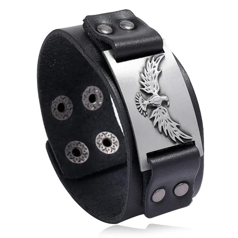 Eagle Leather Bracelet Punk Men's Nordic Bracelet with Blood Eagle - Pagan Jewelry of Talisman-menswallet