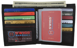 Mens Hipster Leather Bifold Credit Card Inserts ID Window European Wallet-menswallet