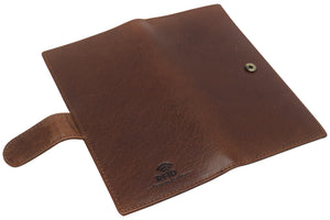 Genuine Buffalo Leather RFID Blocking Checkbook Cover Holder with Snap Closure-menswallet