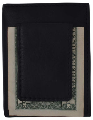 Money Clip Mens Black Genuine Leather Slim Credit Card Holder Secure Wallet Snap Closure-menswallet