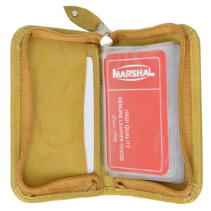 Unisex Zip Around Leather ID Bifold Business Card Holder Organizer Wallet by Marshal-menswallet