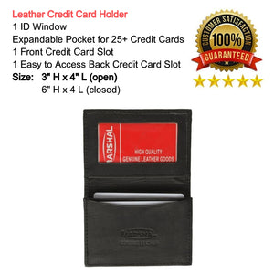 Genuine Leather Expandable Credit Card ID Business Card Holder Wallet new black-menswallet
