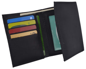 Men's Nylon Black Classic Trifold Credit Card ID Wallet with Leather Interior-menswallet