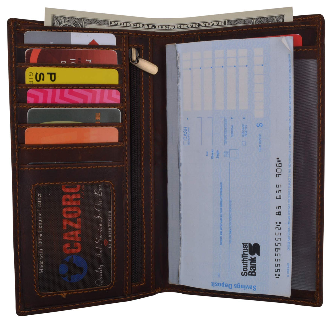RFID Vintage Leather Slim Checkbook Credit Card ID Holder Bifold Wallet-menswallet