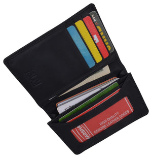 Black Bifold Leather Wallet Men's Front Pocket Credit Card ID Holder Small-menswallet