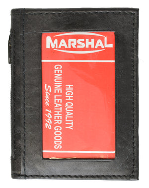 Black genuine leather men's bifold wallet id credit card holder-menswallet