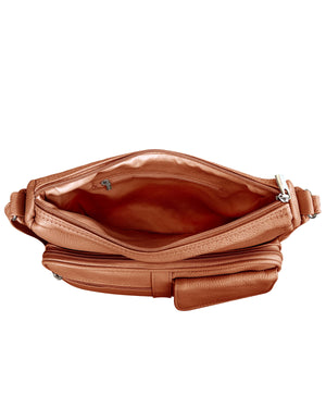 MARSHAL Medium Leather Handbag | Ladies Shoulder Bag | Organizer w Built in Wallet (Black)-menswallet