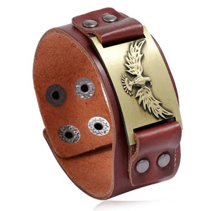 Eagle Leather Bracelet Punk Men's Nordic Bracelet with Blood Eagle - Pagan Jewelry of Talisman-menswallet