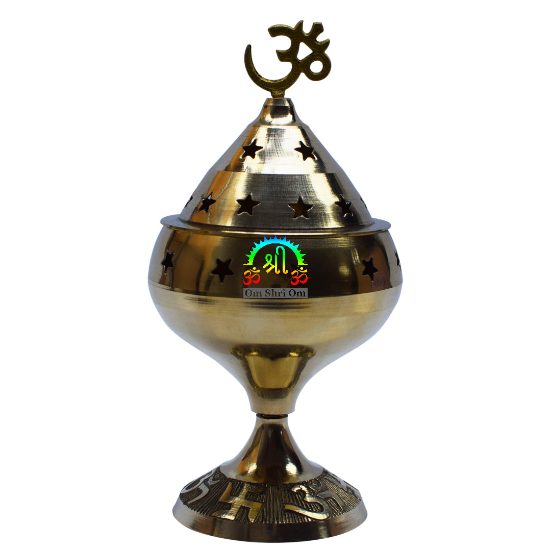 Brass Oil Lamp Akhand Jyot Diya Deepak OM Swastik Hindu Puja Religious-menswallet