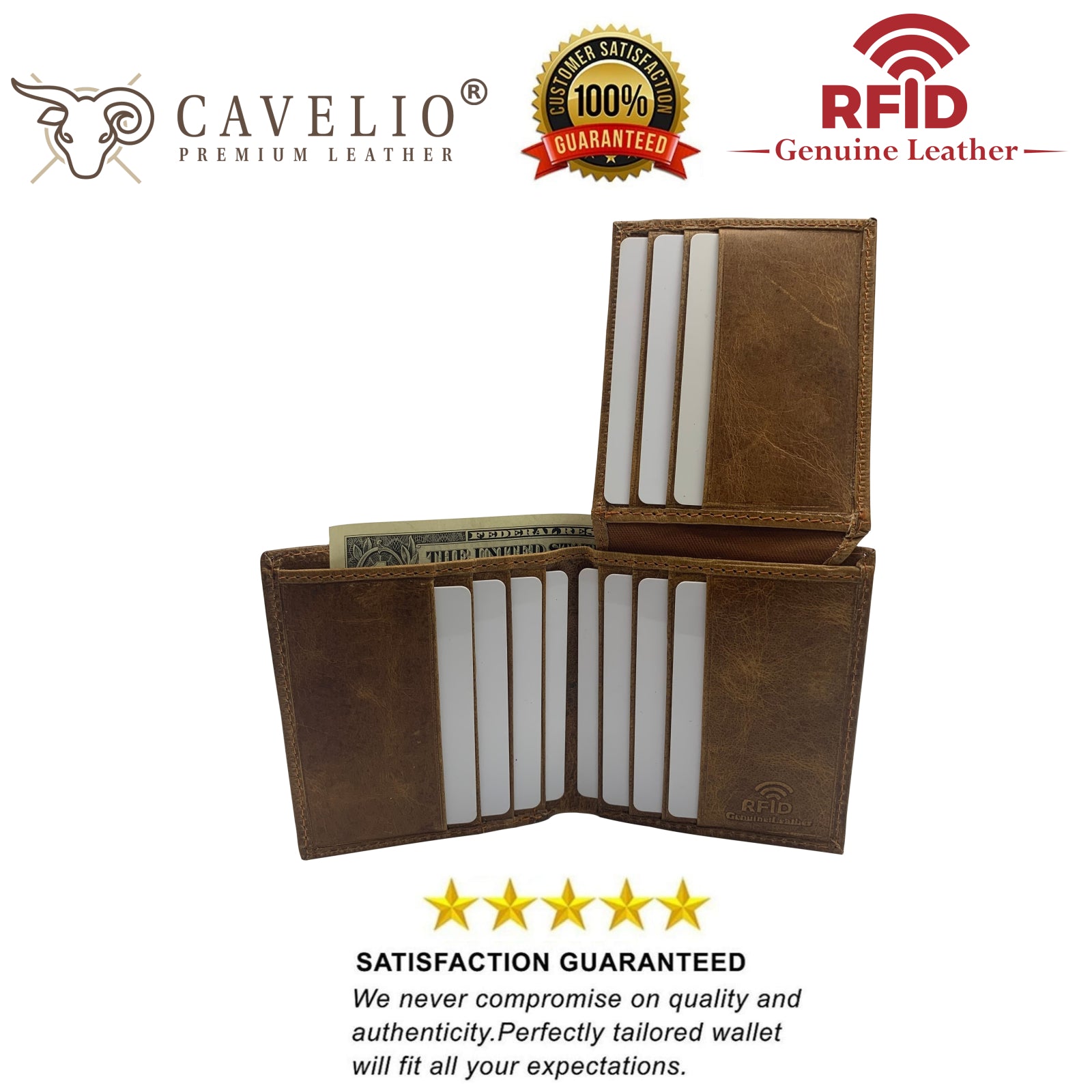 thumbnail image 2 of Marshal Genuine Leather Bifold Wallet – Men's Brown, L-Shape, Slim Credit Card Holder 2 of 4