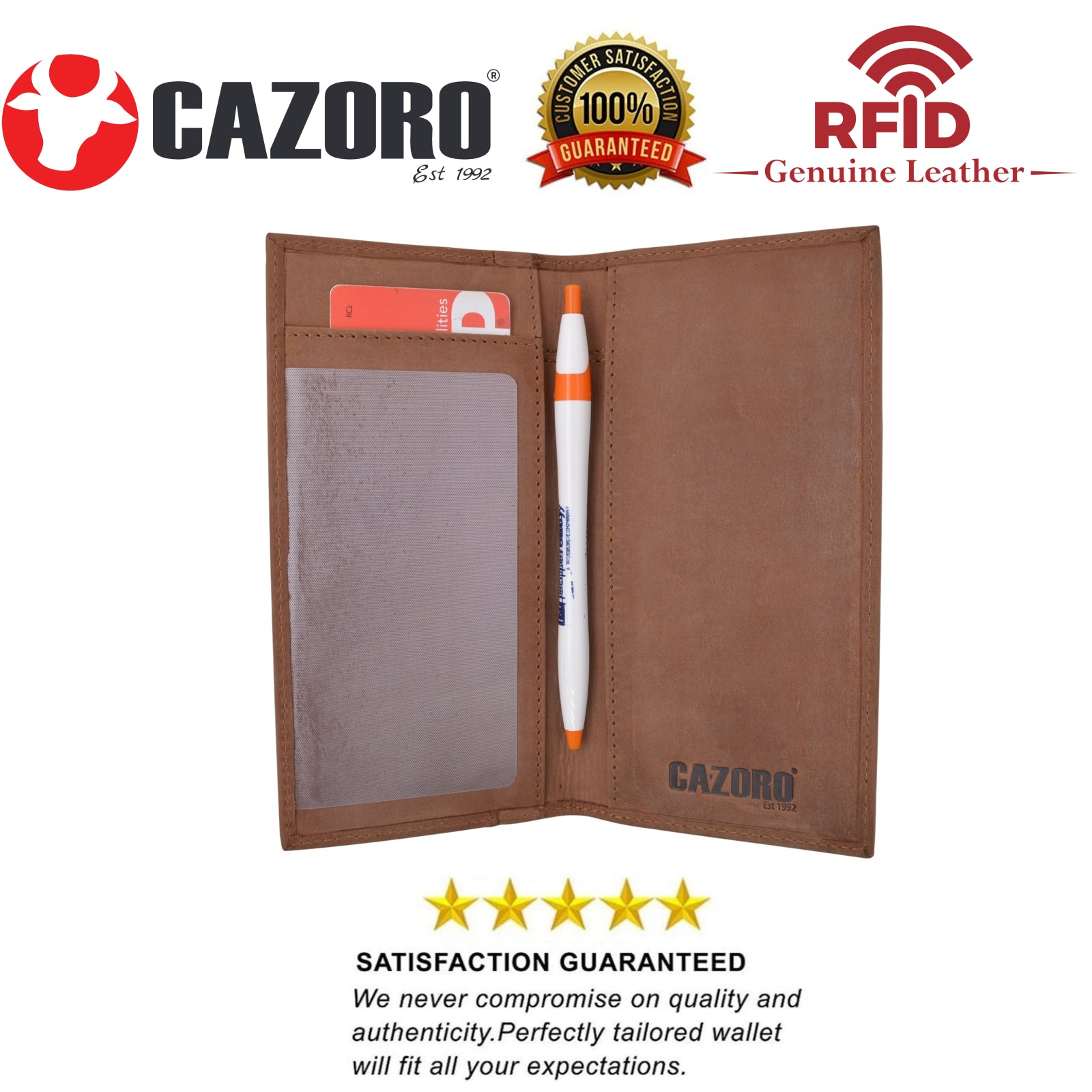 USA Genuine Leather Checkbook Cover For Men & Women Checkbook Holder Wallet RFID Blocking-menswallet