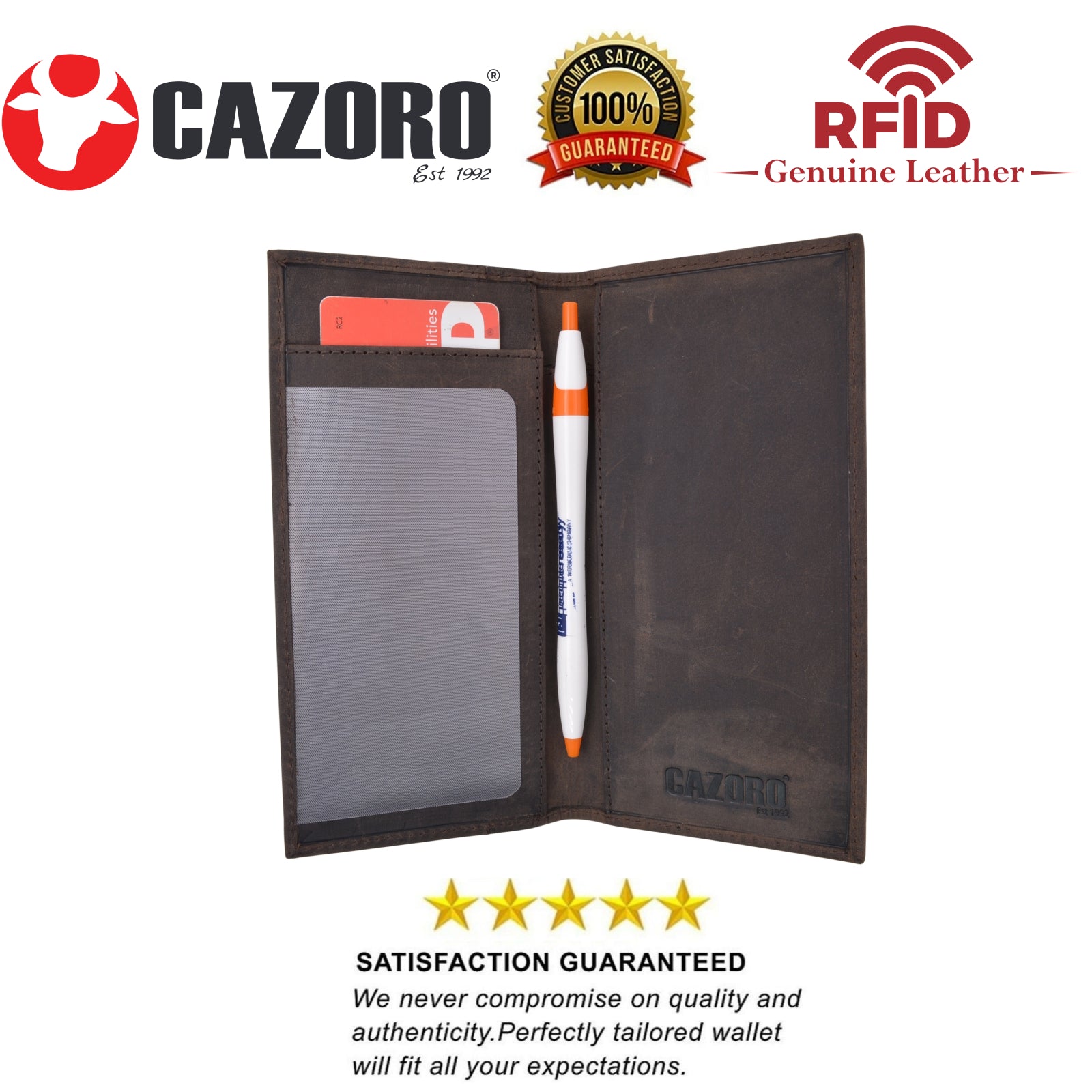 USA Genuine Leather Checkbook Cover For Men & Women Checkbook Holder Wallet RFID Blocking-menswallet