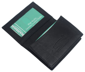 Genuine Leather Business Card Holder Name Card Case Credit Card Wallet with ID Window RFID Blocking-menswallet
