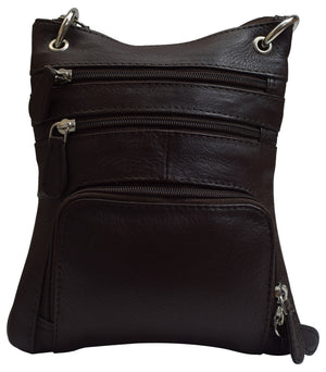 Genuine Leather Multi-Pocket Crossbody Purse Handbag Black Brown-menswallet