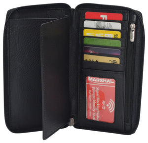 Leather Ladies Double Zipper Card Holder Genuine Leather Wallet by Marshal-menswallet