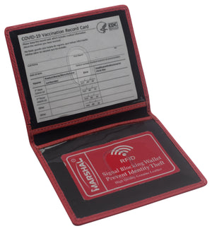 RFID Blocking Genuine Leather Vaccination Passport Holder/Cover, Genuine Leather Vaccination Card Holder, Vaccine Card Holder-menswallet