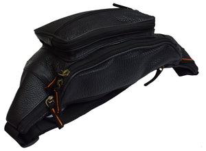 Genuine Pebbled Leather Fanny Pack Black Multiple Pockets Waist Bag Travel Hiking Sports-menswallet