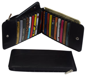 Wallet for Women RFID Blocking Genuine Leather Multi Card Organizer with Zipper Pocket-menswallet