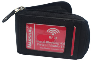 Men's Genuine Leather Credit Card Wallet Holder RFID Blocking Zipper Thin Pocket-menswallet