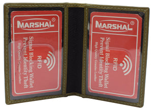 RFID Blocking Slim Thin Genuine Leather 2 ID Window Mini Wallet Holder Bifold Driver's License Safe-menswallet