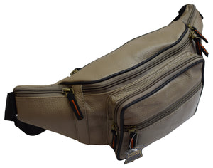 Fanny Pack Waist Bag Genuine Pebbled Leather Travel Hiking Sports Colors-menswallet