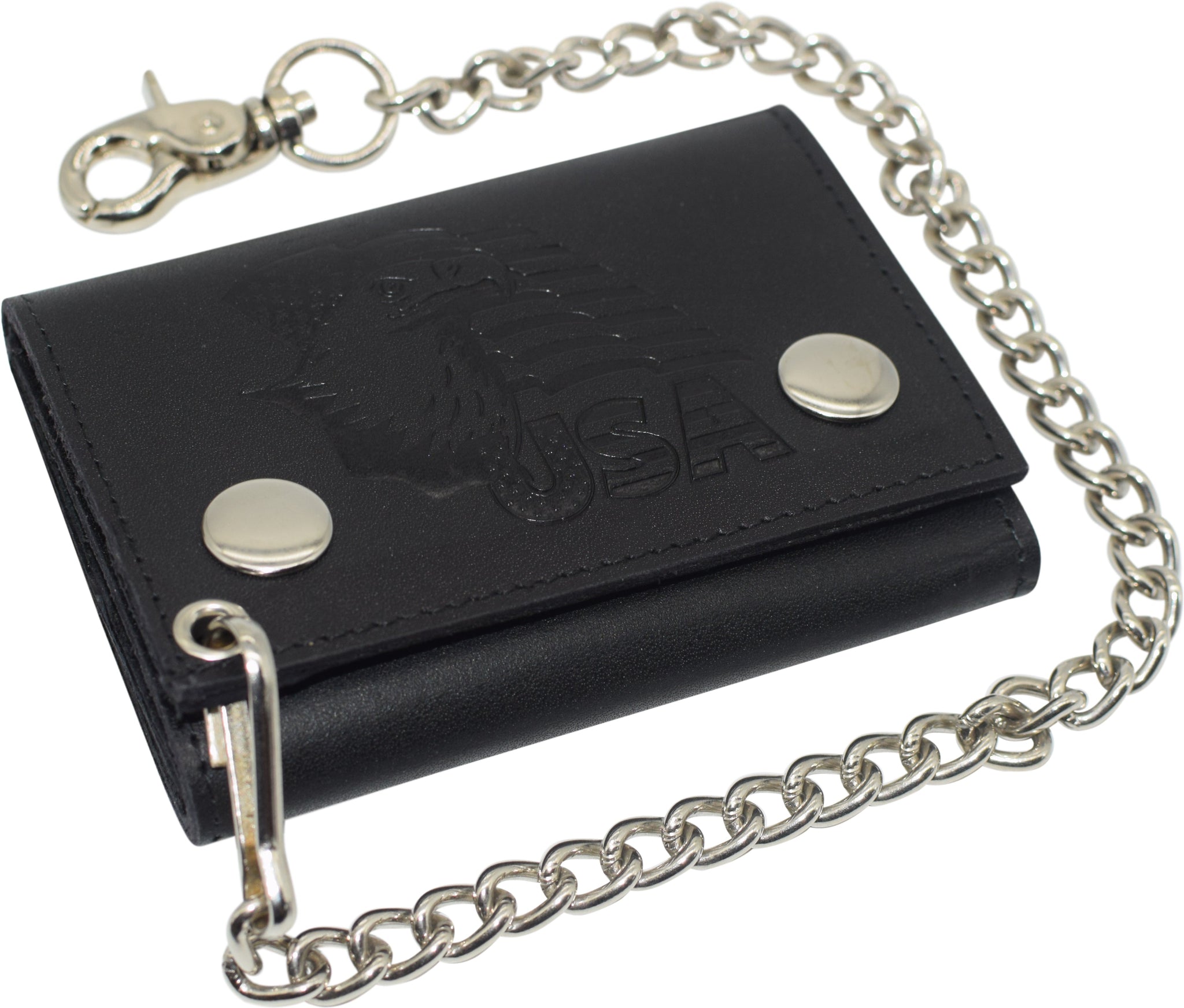 Dogtown Vintage Cross Small Leather Trifold Chain Wallet