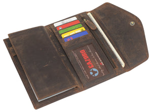 RFID Blocking Vintage Leather Women's Slim Flap Wallet Clutch Organizer-menswallet