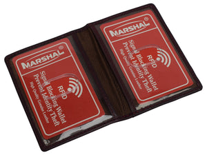 RFID Blocking Slim Thin Leather Credit Card Triple ID Window Mini Wallet Bifold Driver License Safe-menswallet
