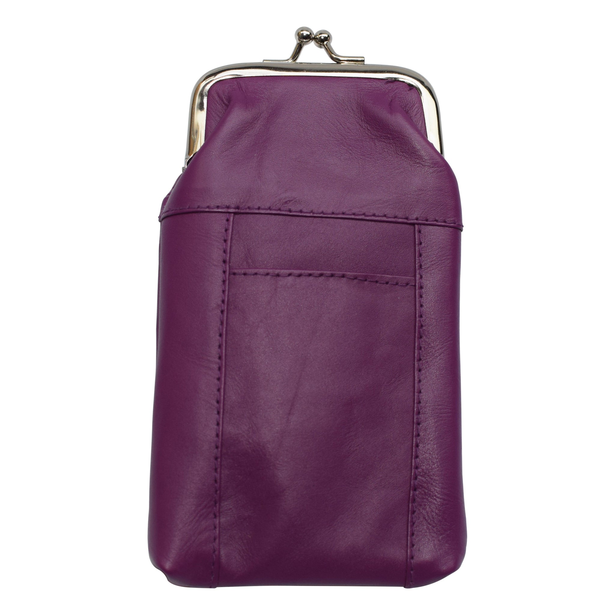 purple cigarette case Genuine Leather + Coin Pouch Combo 2 Snap+1 Zipper Pocket- Measures 5.75 H x 3.5 inch L Fits 100s Aluminum Waterproof Cigarette Case for