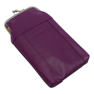 Genuine Leather Cigarette Case with Lighter Pouch Purple by Marshal-menswallet