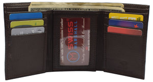 Men's Wallet RFID Genuine Leather Trifold with ID Window and Removable Card Slots-menswallet