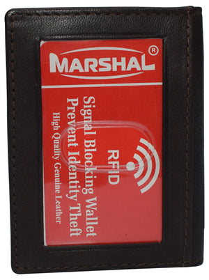 RFID Blocking Slim Thin Leather Credit Card Triple ID Window Mini Wallet Bifold Driver License Safe-menswallet