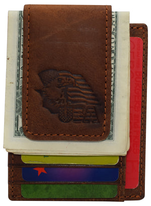 Money Clip Front Pocket Wallet Leather Strong Magnet Thin Logo Wallets-menswallet