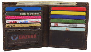 RFID Blocking Men's Slim Bifold Hipster Credit Card Vintage Leather European Wallet-menswallet