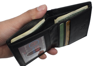 Slim Bifold Front Pocket Wallet 2 ID Window Credit Card Holder Genuine Leather RFID Blocking-menswallet