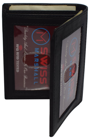 Slim Bifold Front Pocket Wallet 2 ID Window Credit Card Holder Genuine Leather RFID Blocking-menswallet