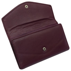 RFID Genuine Leather Women's Slim Flap Wallet Clutch Organizer-menswallet