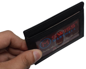 RFID Blocking Front Pocket Slim Leather Bifold Wallet Credit Card Case Holder ID Window-menswallet