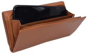 Womens RFID Genuine Leather Wallet Clutch Zip Around Checkbook Organizer for Ladies-menswallet