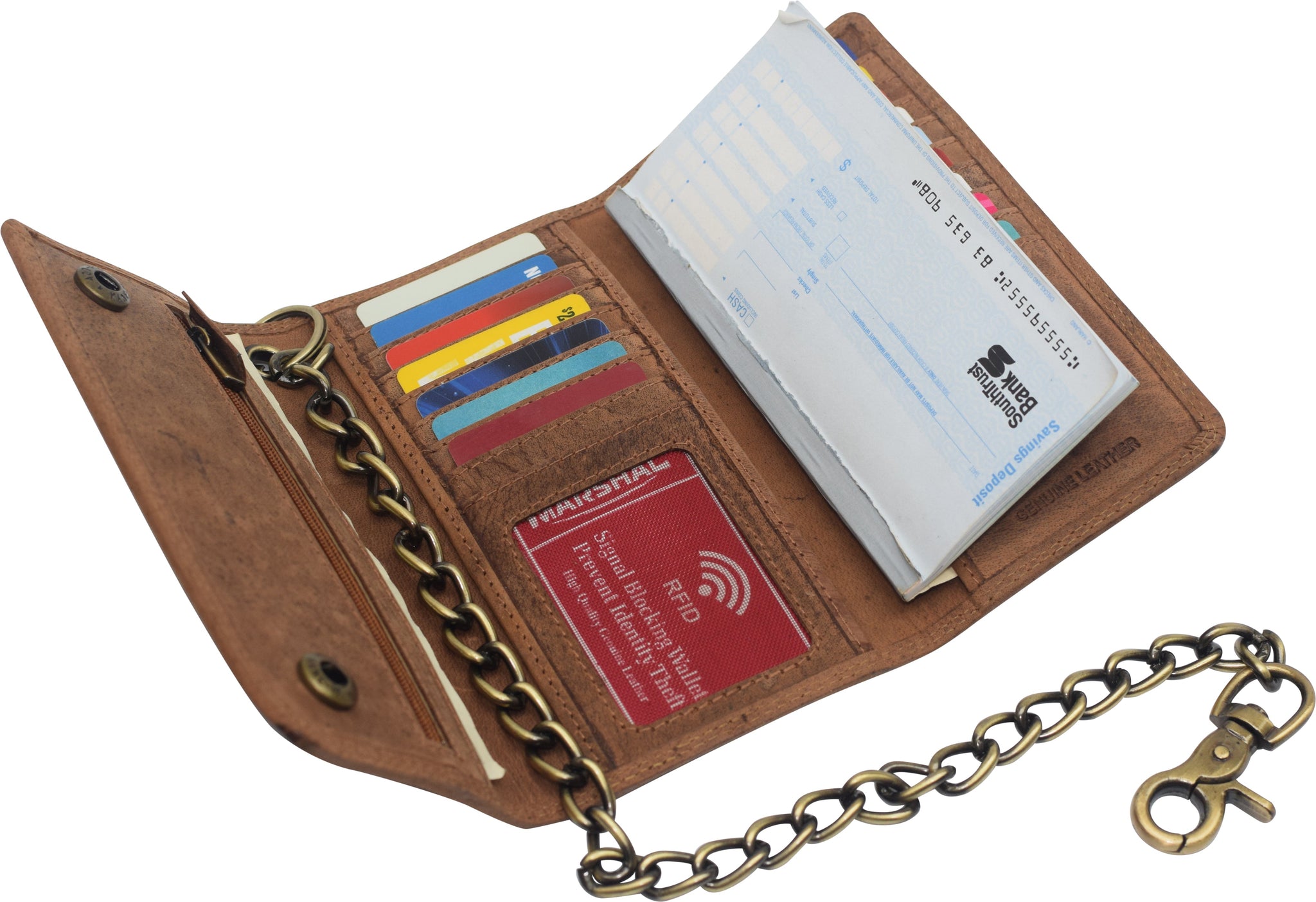 thumbnail image 2 of CONTACT'S Genuine Crazy Horse Leather Men Wallets Vintage 2 of 14