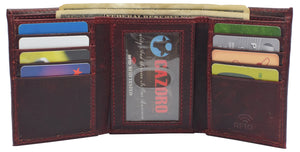 Real Cowhide Leather Wallets for Men RFID Blocking Slim Trifold Wallet with ID & Card Slots-menswallet